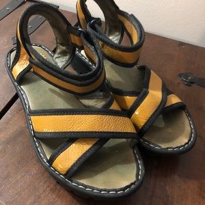 FLY LONDON yellow stroppy sandals